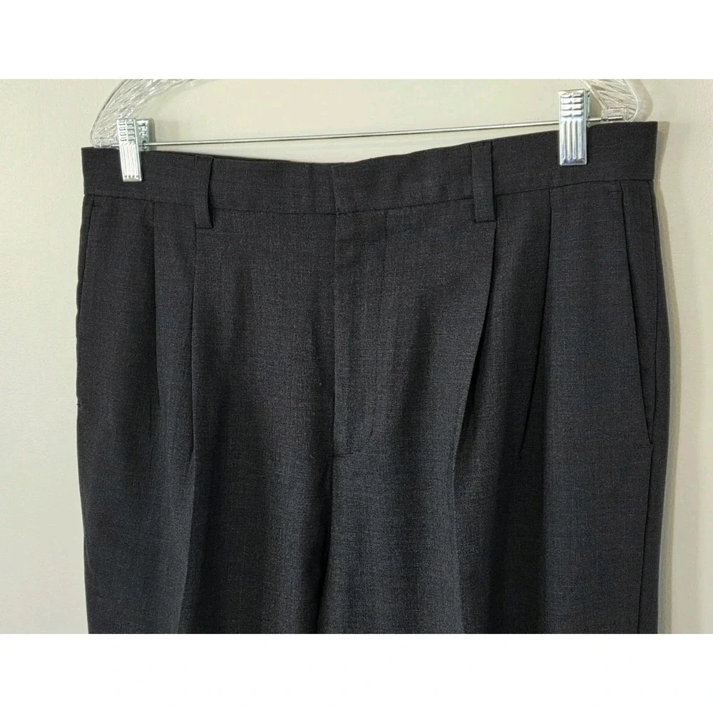 Milano Men's Pleated Cuffed Dress Pants Trousers 34x30 Wool Loose Black